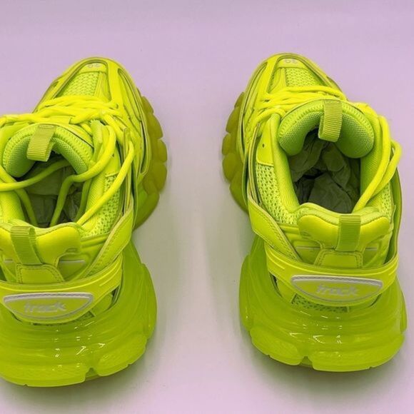 Balenciaga Track Sneakers Women’s sz 9   Fluorescent Yellow Clear Sole Authentic - Picture 2 of 7